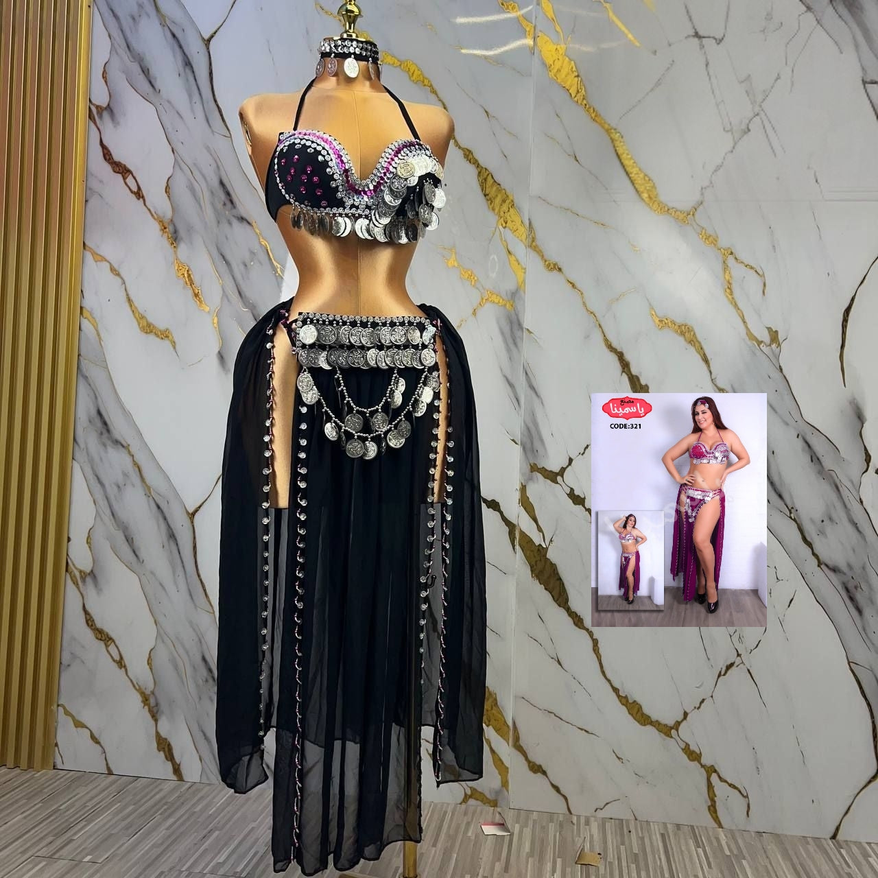 بذلة رقص مصرية فاخرة 03 قطع-321